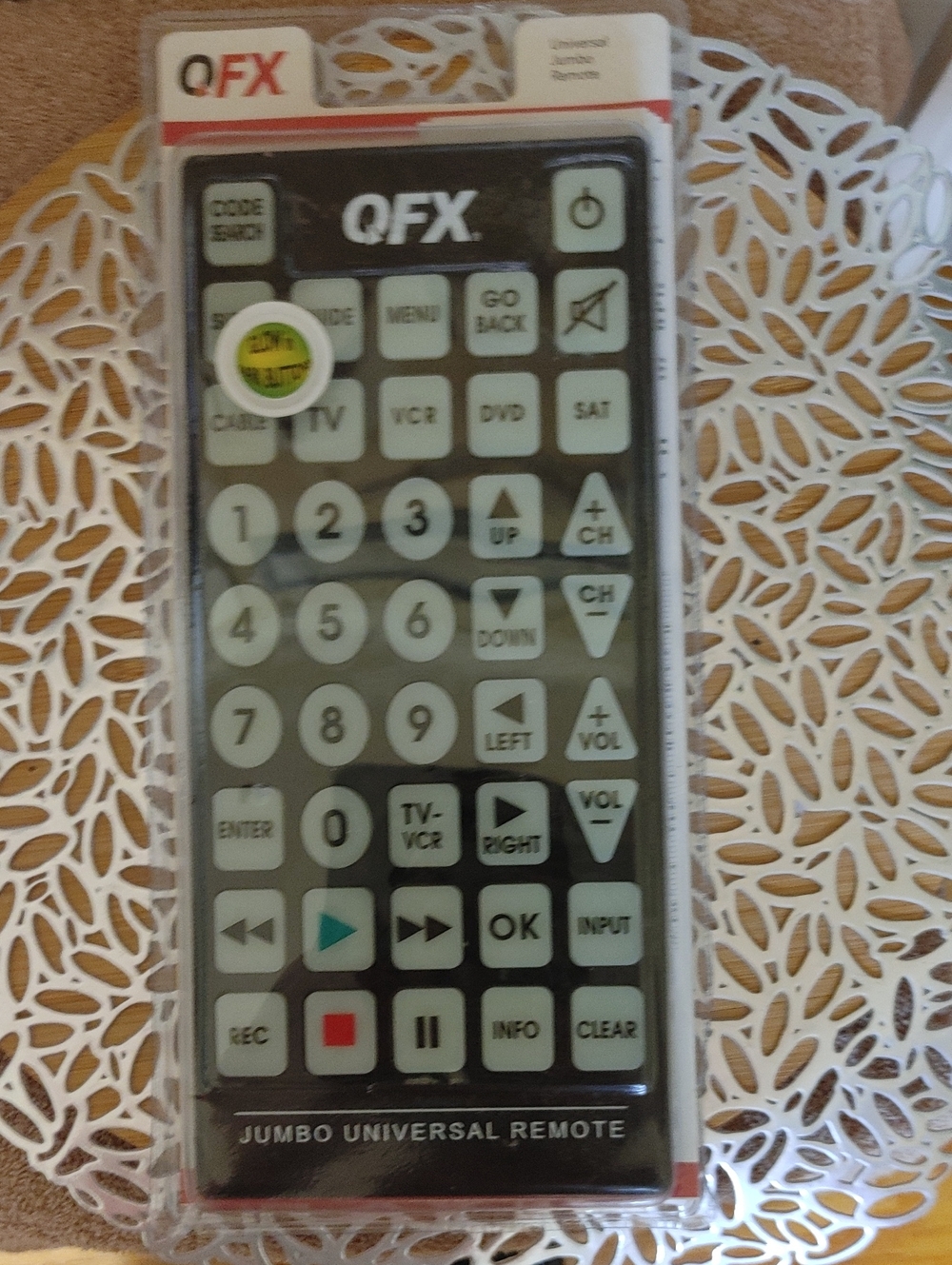 Black Jumbo Universal Remote - Large Button Media Controller
